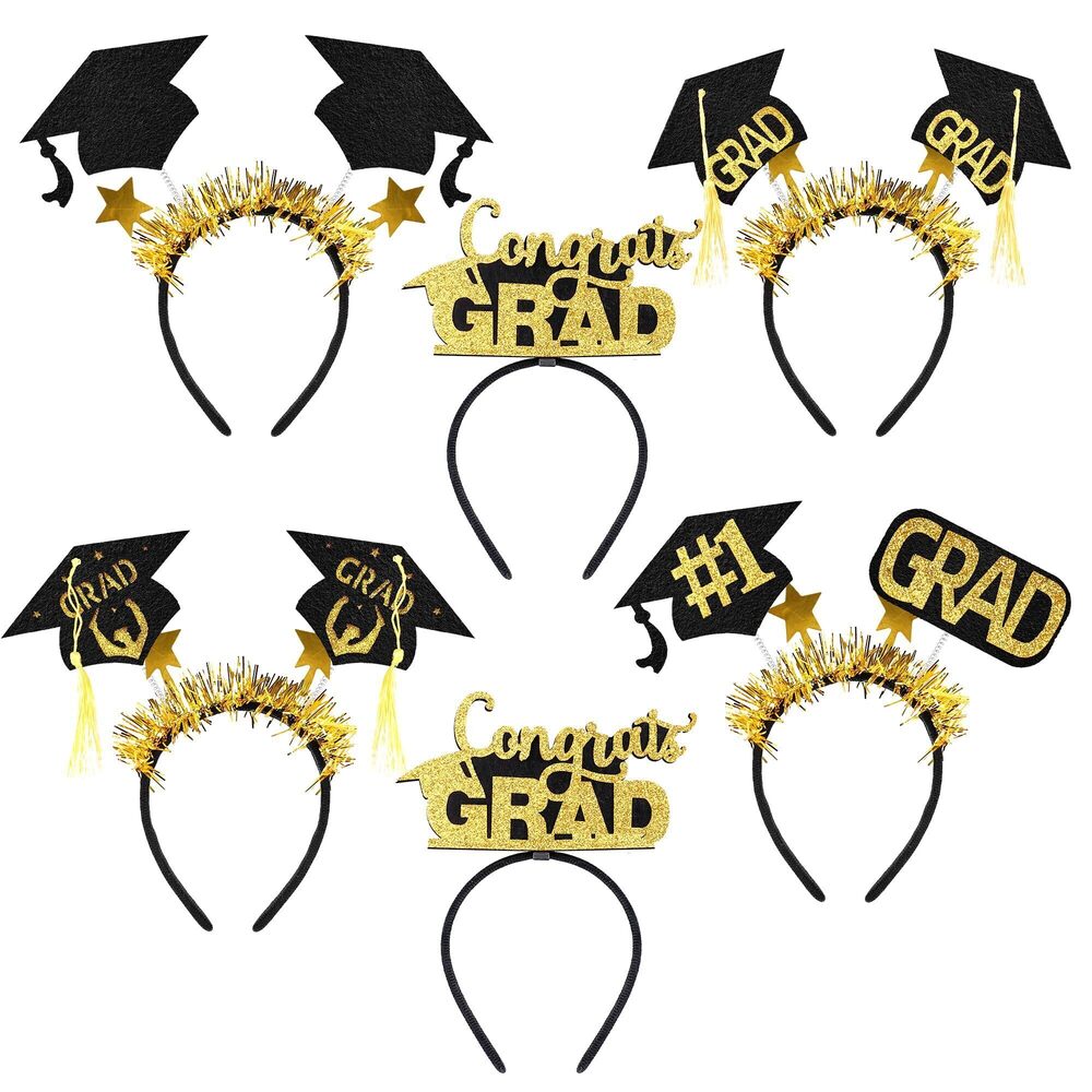 3390 Congrats Grad Graduation Cap Headband - Pack of 6 | Felt Graduation